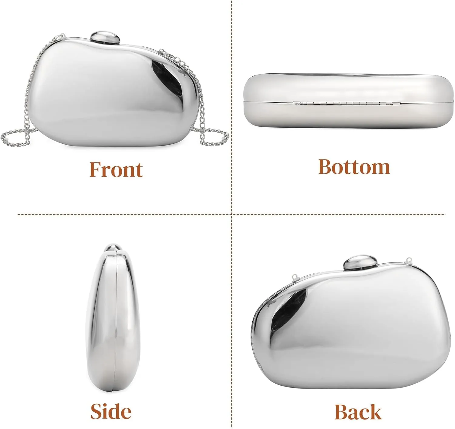 Gets Acrylic Clutch Purses for Women Gold Metallic Purse Silver Unique Handbag for Wedding Party Prom