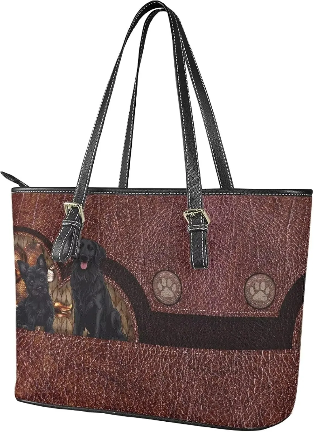 GIFTPUZZ Customization Women Tote Bag PU Leather Big Purses Shoulder Bag Vintage Women's Satchel Handbags with Zipper