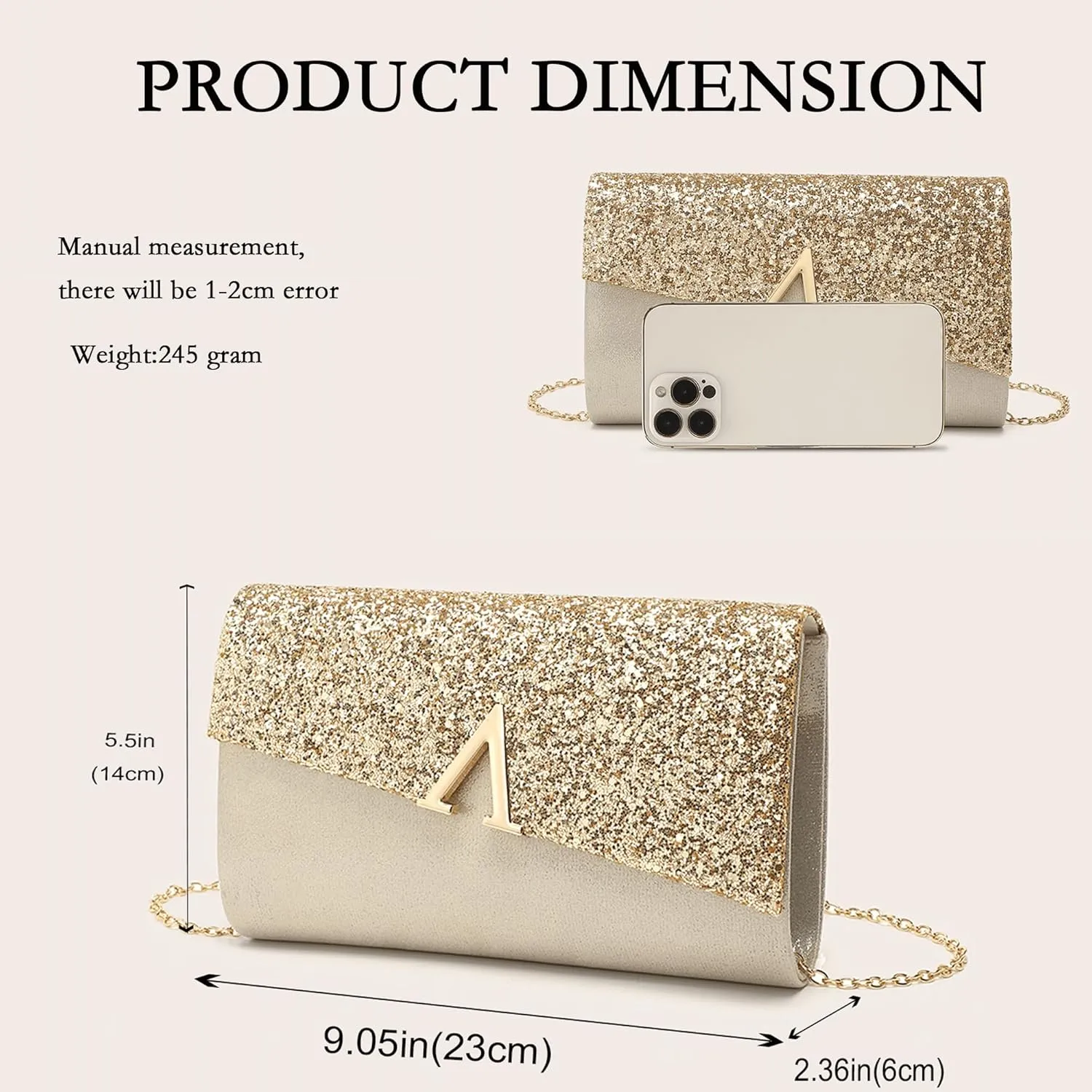 Glitter Clutch Bags for Women Evening Wedding Purse Sparkly Shiny Handbag for Women Elegant Ladies Party Clutches