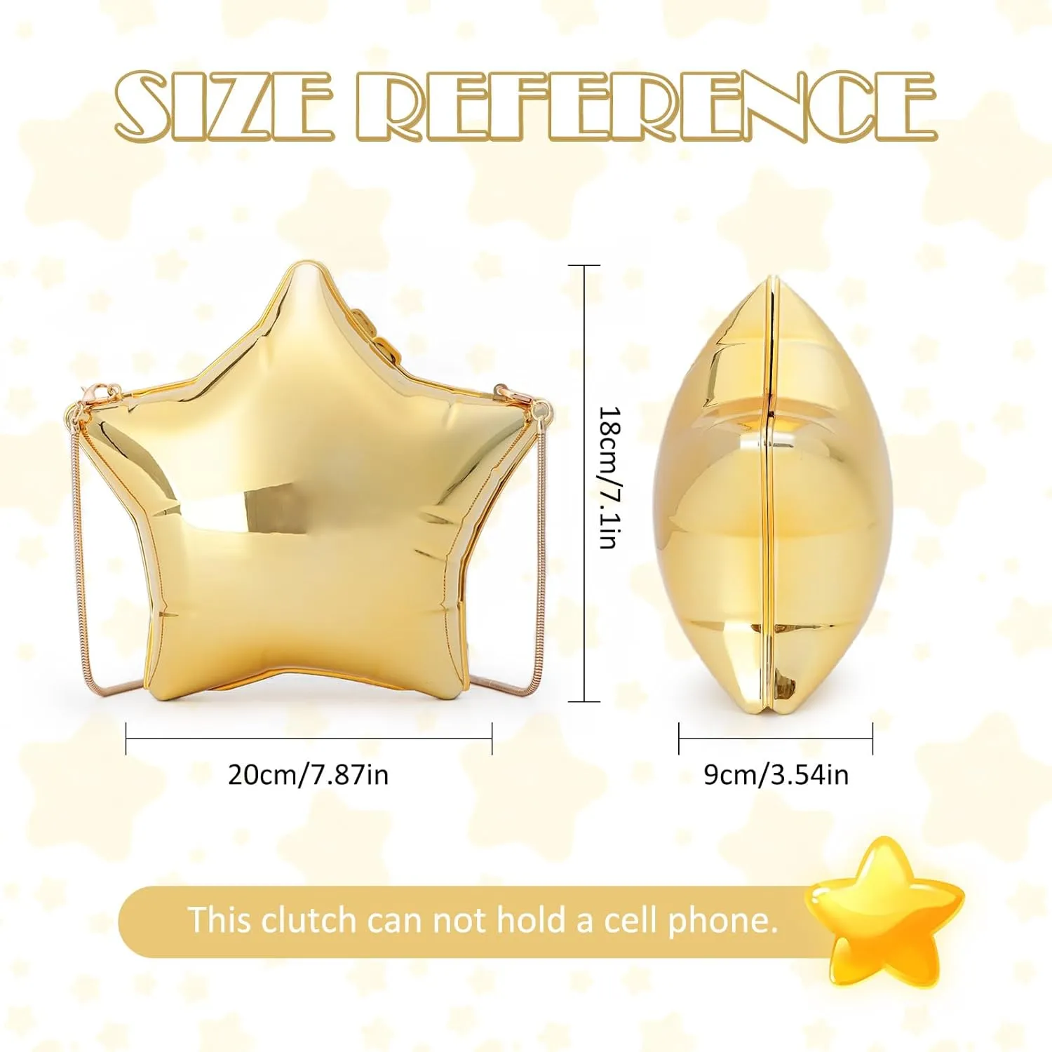 GOKTOW Acrylic Clutch Purse Star Shape Metallic Unique Evening Handbag Crossbody Bag for Women Party