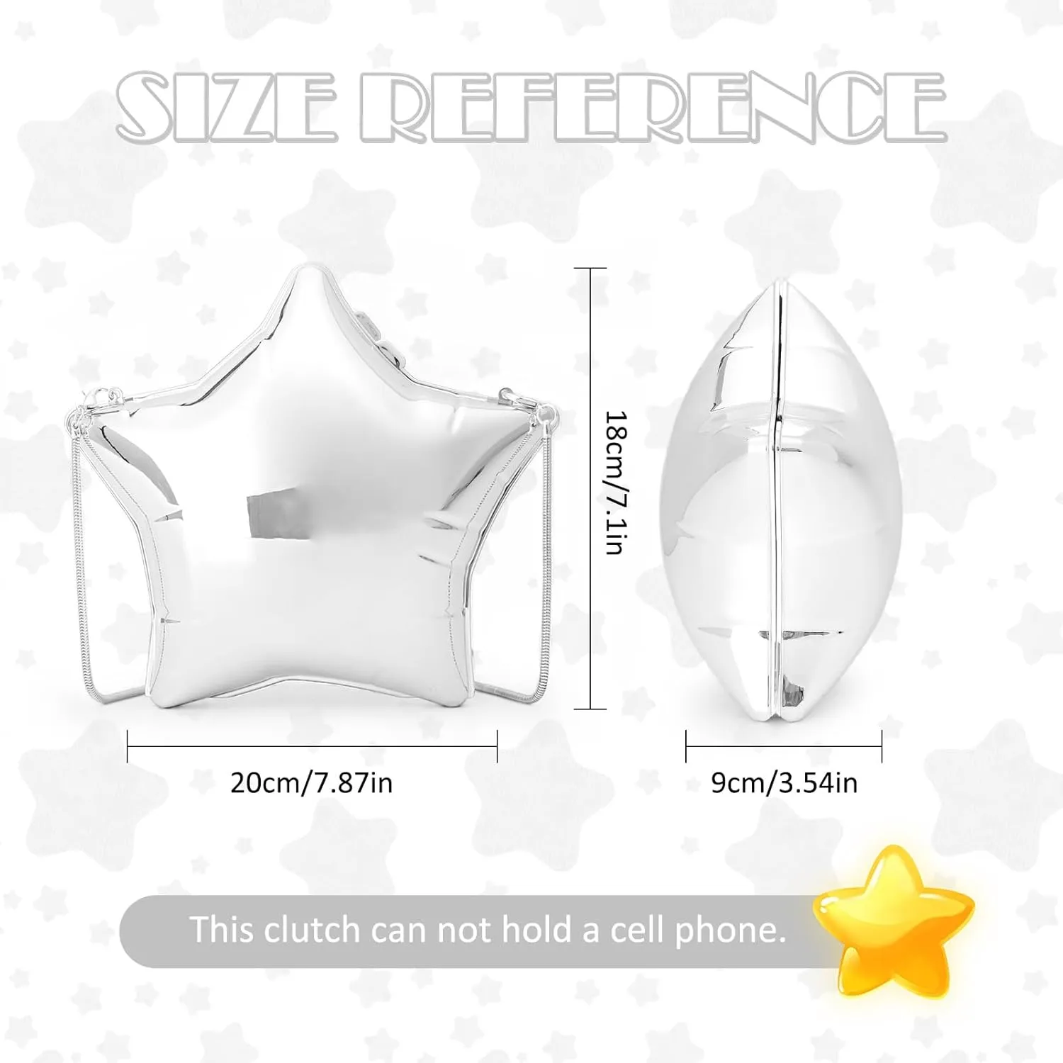 GOKTOW Acrylic Clutch Purse Star Shape Metallic Unique Evening Handbag Crossbody Bag for Women Party