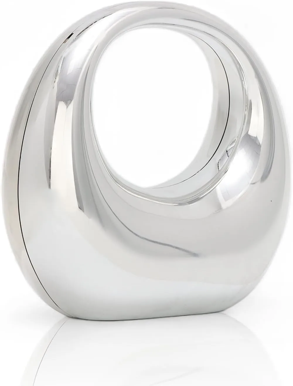 GOKTOW Metallic Moon Shaped Acrylic Hand Purse,Chrome Acrylic Clutch,Unique Evening Bag for Women