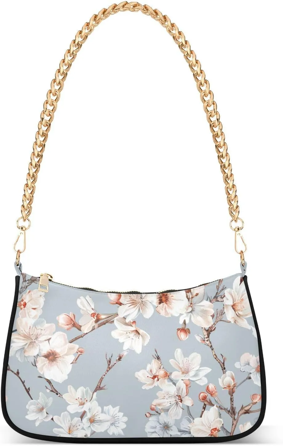 Gold Chain Strap Bag Shoulder Bag Purse for Women Tote Small Mini Handbag with Zipper Closure