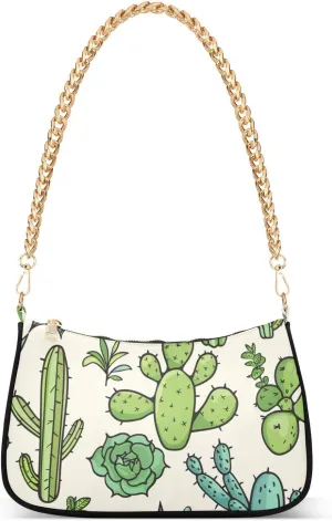 Gold Chain Strap Bag Shoulder Bag Purse for Women Tote Small Mini Handbag with Zipper Closure
