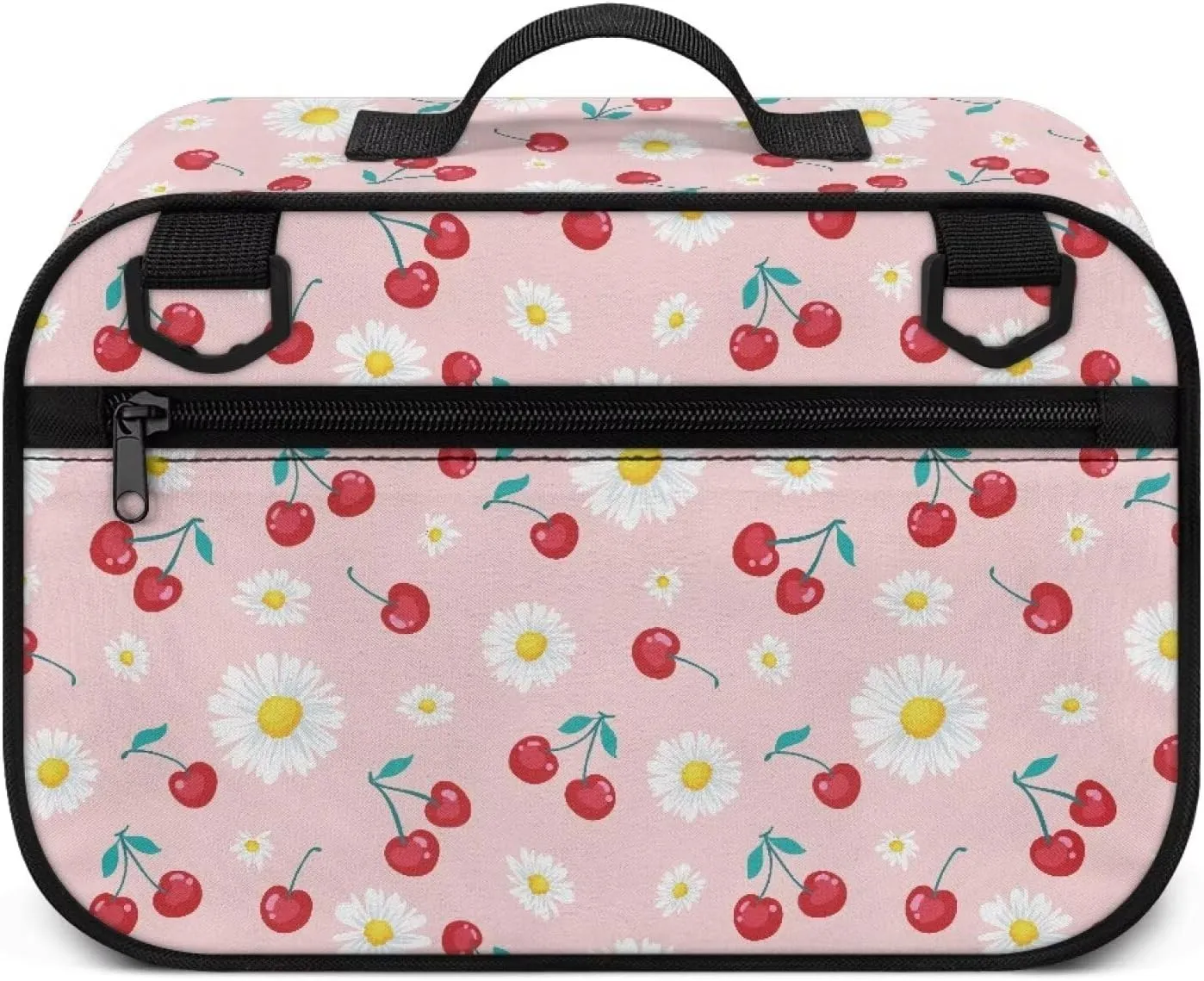 Gomyblomy Cherry Daisy Stroller Organizer Cute Baby Stroller Storage Bag with Cup Holder Detachable Shoulder Strap Kawaii Diaper Bag Totes for Newborn Babies Stroller Accessories