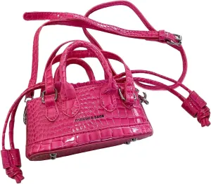 GORGLITTER Women's Small Crossbody Bag Metallic Crocodile Print Double Handle Satchel Bag Purse