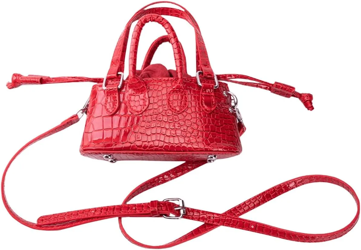 GORGLITTER Women's Small Crossbody Bag Metallic Crocodile Print Double Handle Satchel Bag Purse