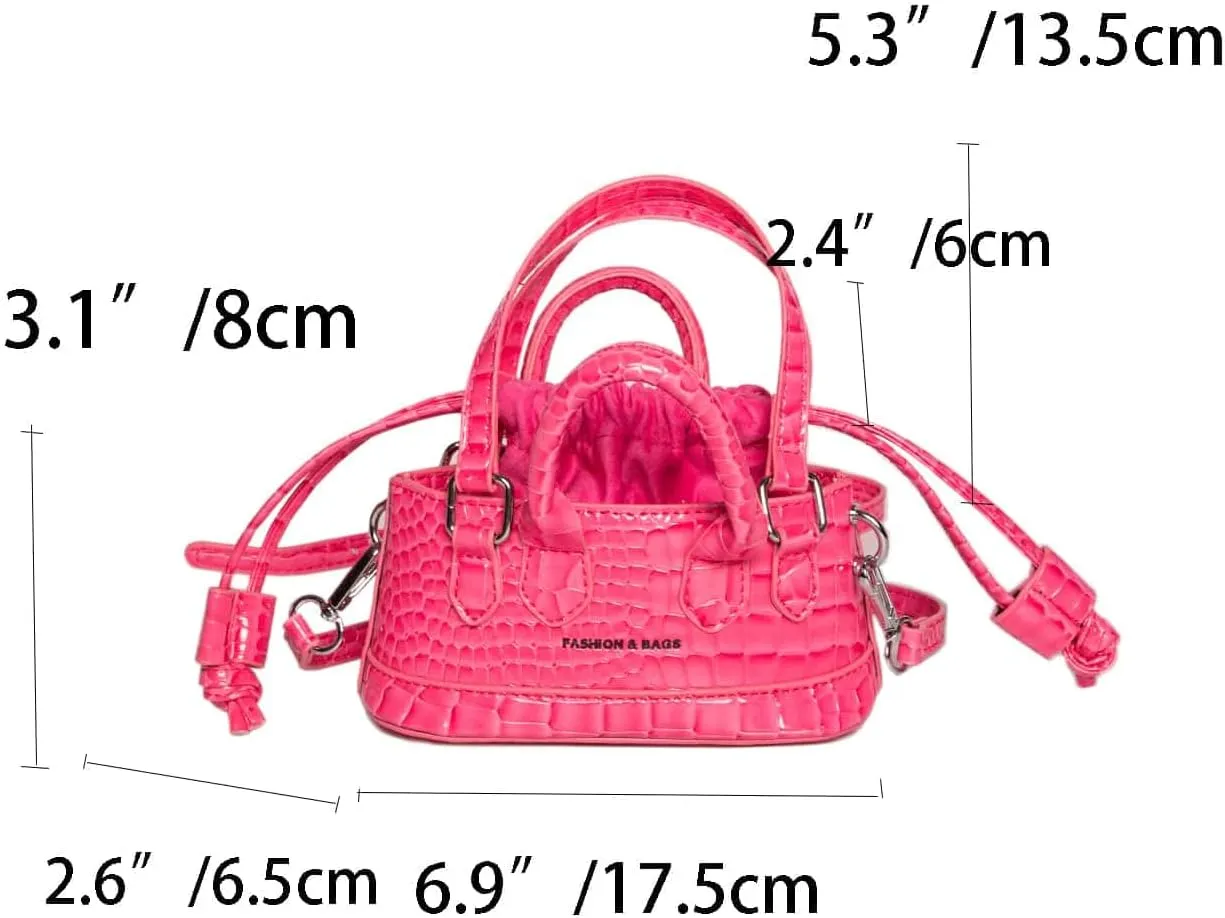 GORGLITTER Women's Small Crossbody Bag Metallic Crocodile Print Double Handle Satchel Bag Purse