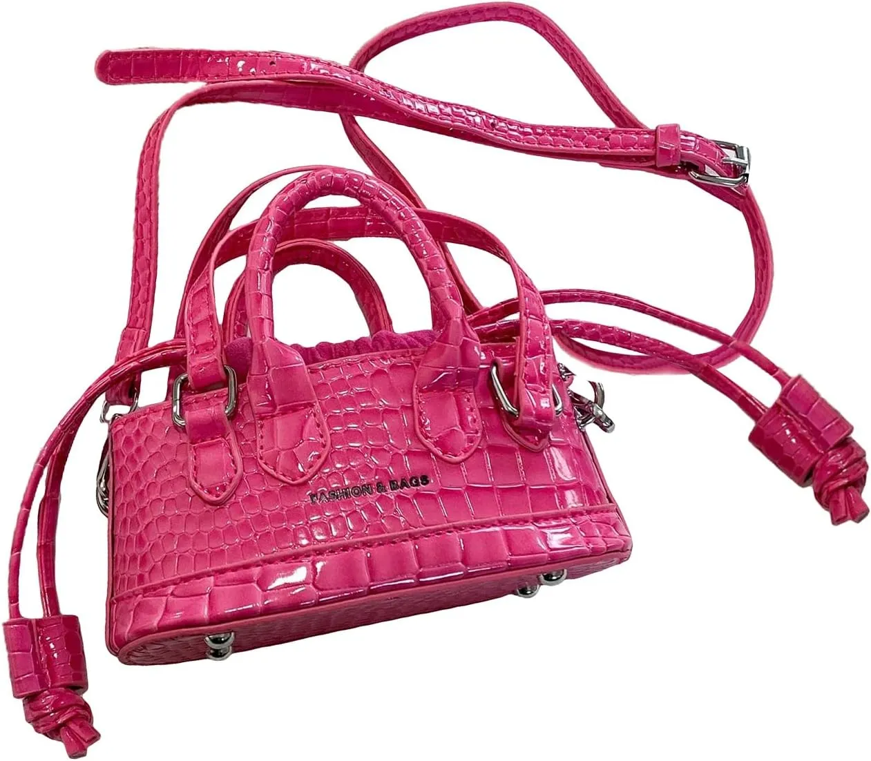 GORGLITTER Women's Small Crossbody Bag Metallic Crocodile Print Double Handle Satchel Bag Purse