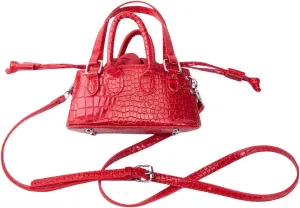 GORGLITTER Women's Small Crossbody Bag Metallic Crocodile Print Double Handle Satchel Bag Purse