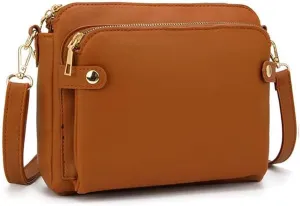 Gpmsign Crossbody Bag, 2024 New Crossbody PU Leather Shoulder Bags, Adjustable Handbags purses, Gpmsign Anti Theft Leather Bag (Brown)