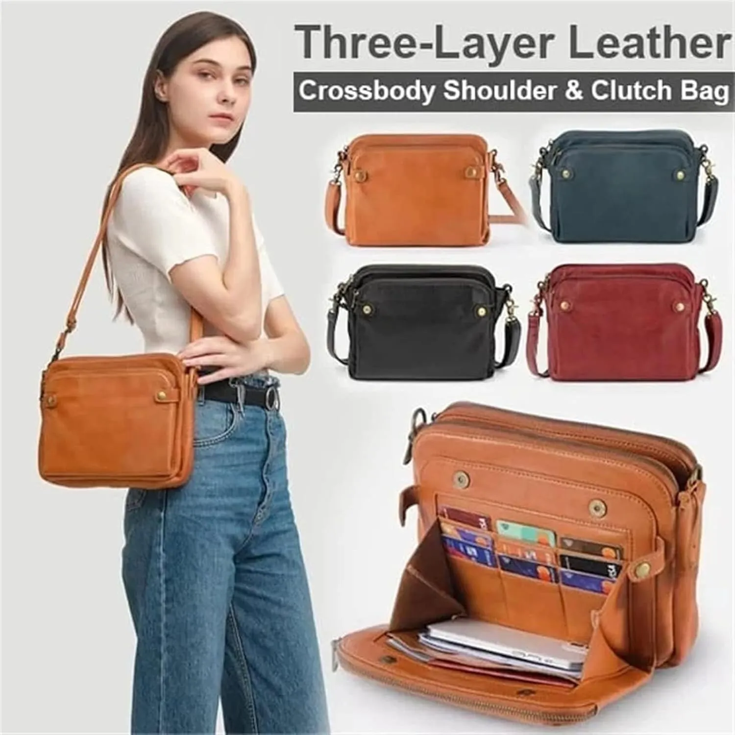 Gpmsign Crossbody Bag, 2024 New Crossbody PU Leather Shoulder Bags, Adjustable Handbags purses, Gpmsign Anti Theft Leather Bag (Red)