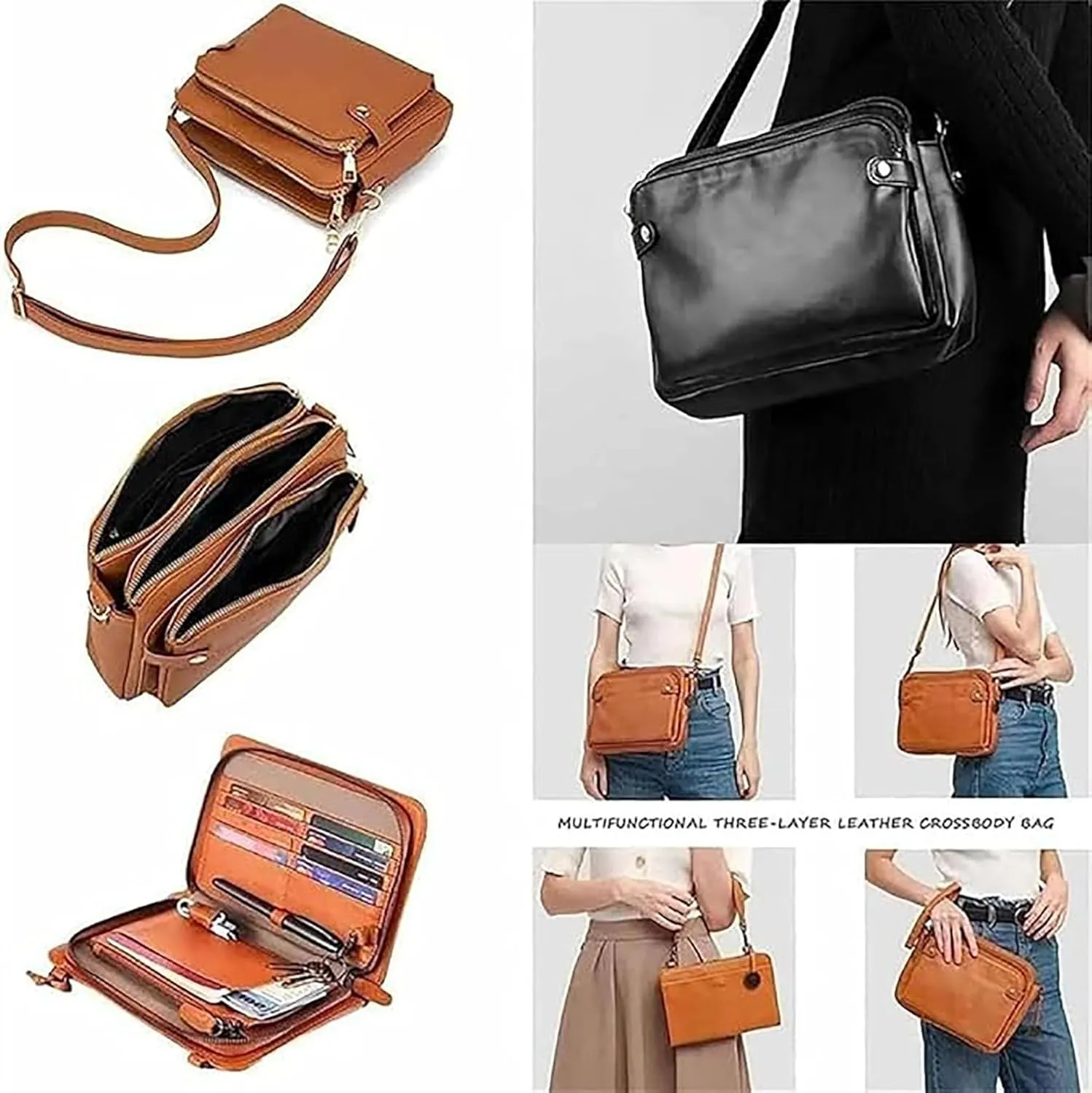 Gpmsign Crossbody Bag, 2024 New Crossbody PU Leather Shoulder Bags, Adjustable Handbags purses, Gpmsign Anti Theft Leather Bag (Red)