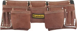Graintex DS2966 11 Pocket Professional Suede Leather Tool Belt/Tool Bag Coffee Brown Color, 2” Webbing Belt, 2 Hammer Holders, Construction Tools, Carpenter Tools, Roofing Tools, Drywall Tools
