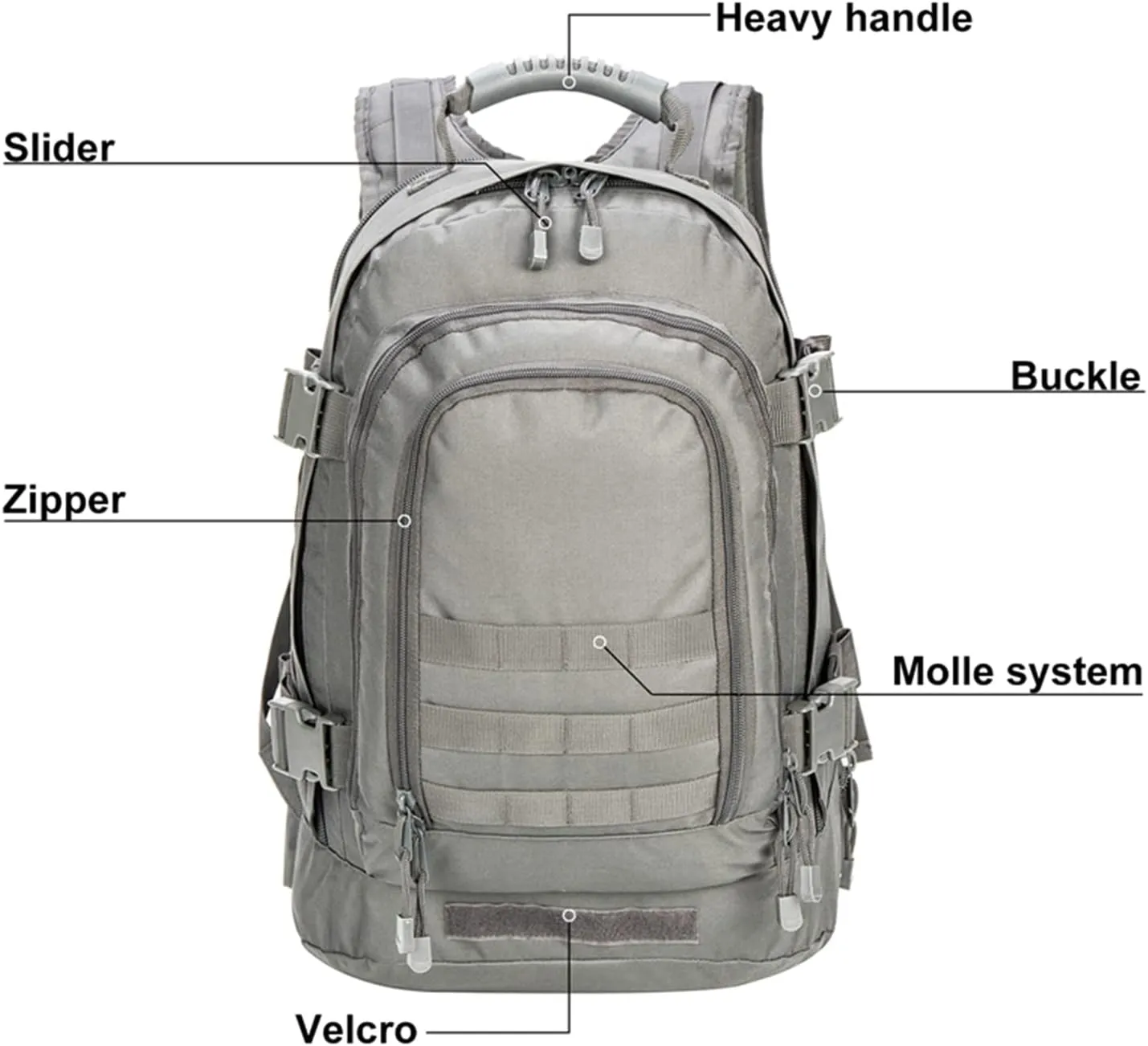 Greencity Laptop Backpacks Tactical 3 Day Expandable Bug Out Bag Classic Case Travel Hiking，Gray