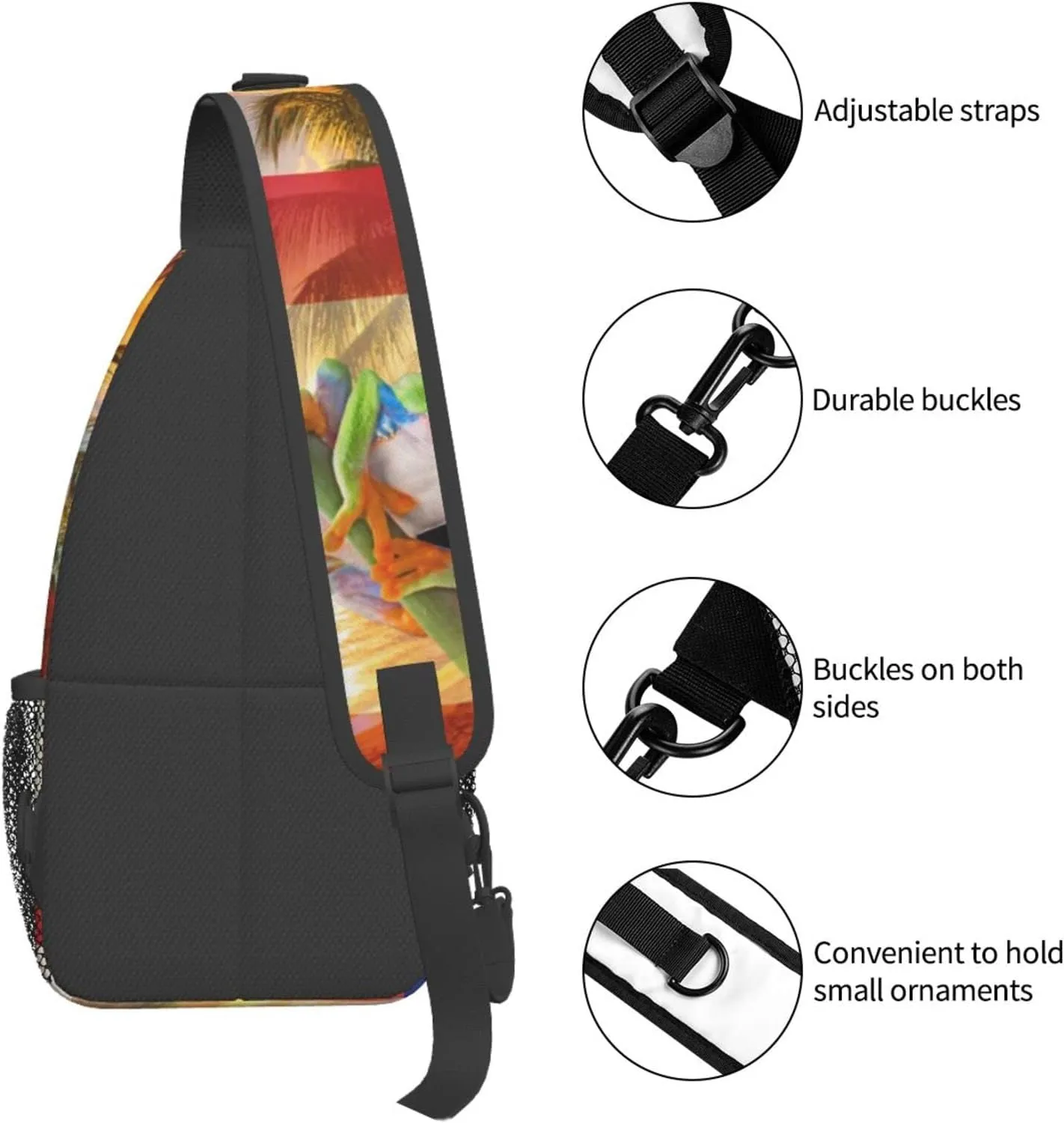 GTEVUTS Palm Tree Frog Crossbody Bags for Women Men,Vintage Casual Sling Bag Chest Bag Abstract Shoulder Bag Travel Hiking Cycling Gym Sport Daypack Adult Backpack