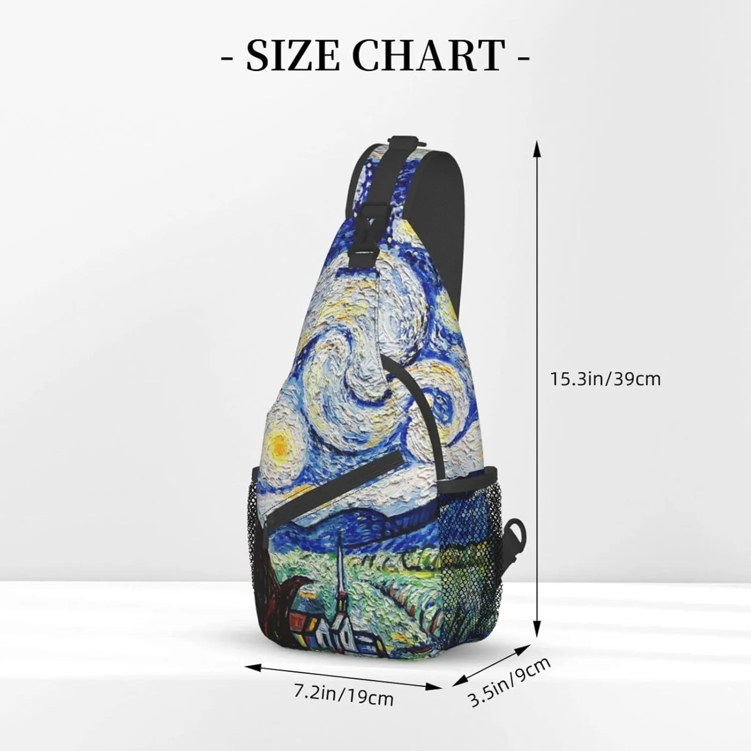 GTEVUTS Starry Painting Night Blue Sling Backpack, Fashion Casual Crossbody Chest Shoulder Bag Travel Camping Daypack for Women Men