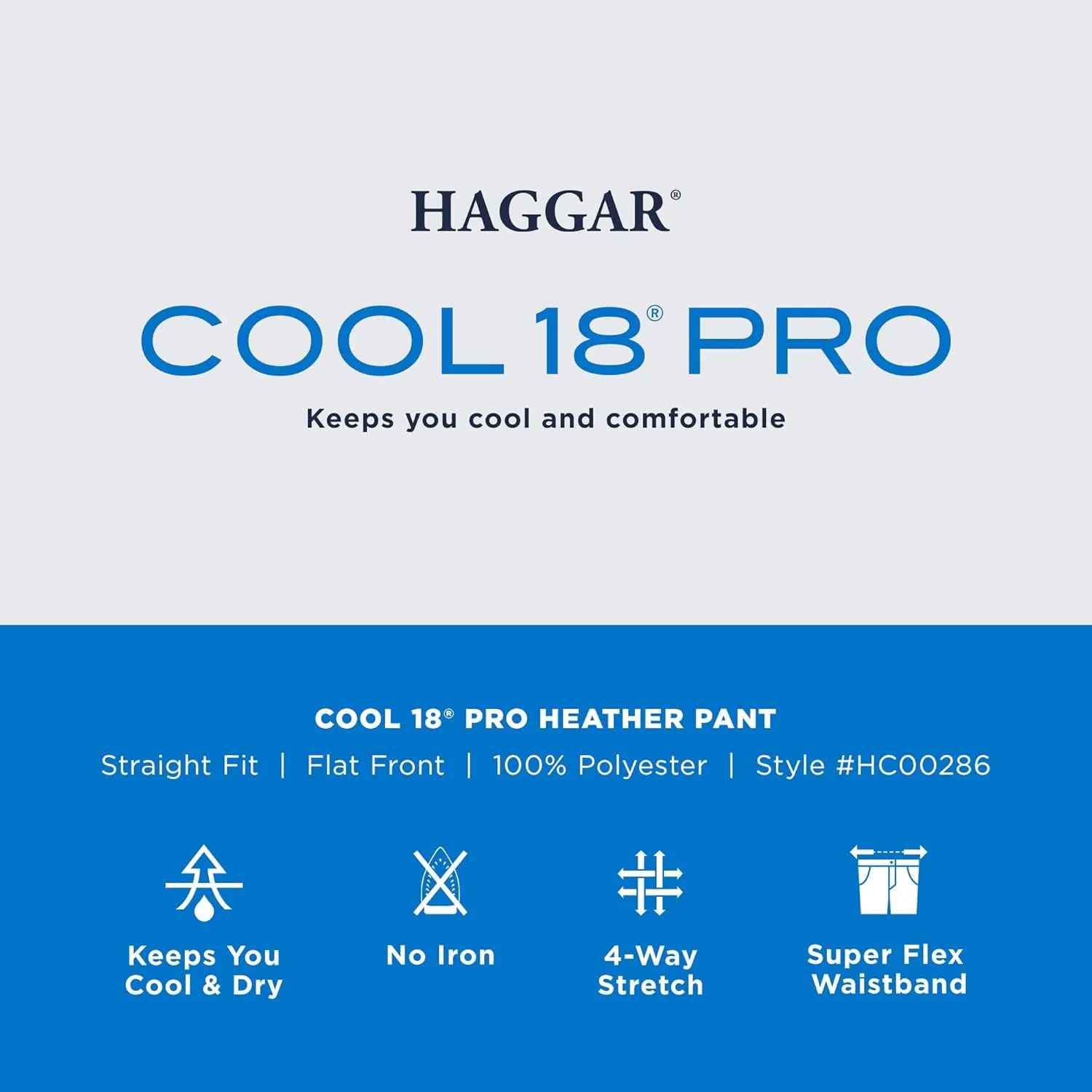 Haggar Men's Cool 18 Pro Straight Fit Flat Front Dress Casual Stretch Golf Pant