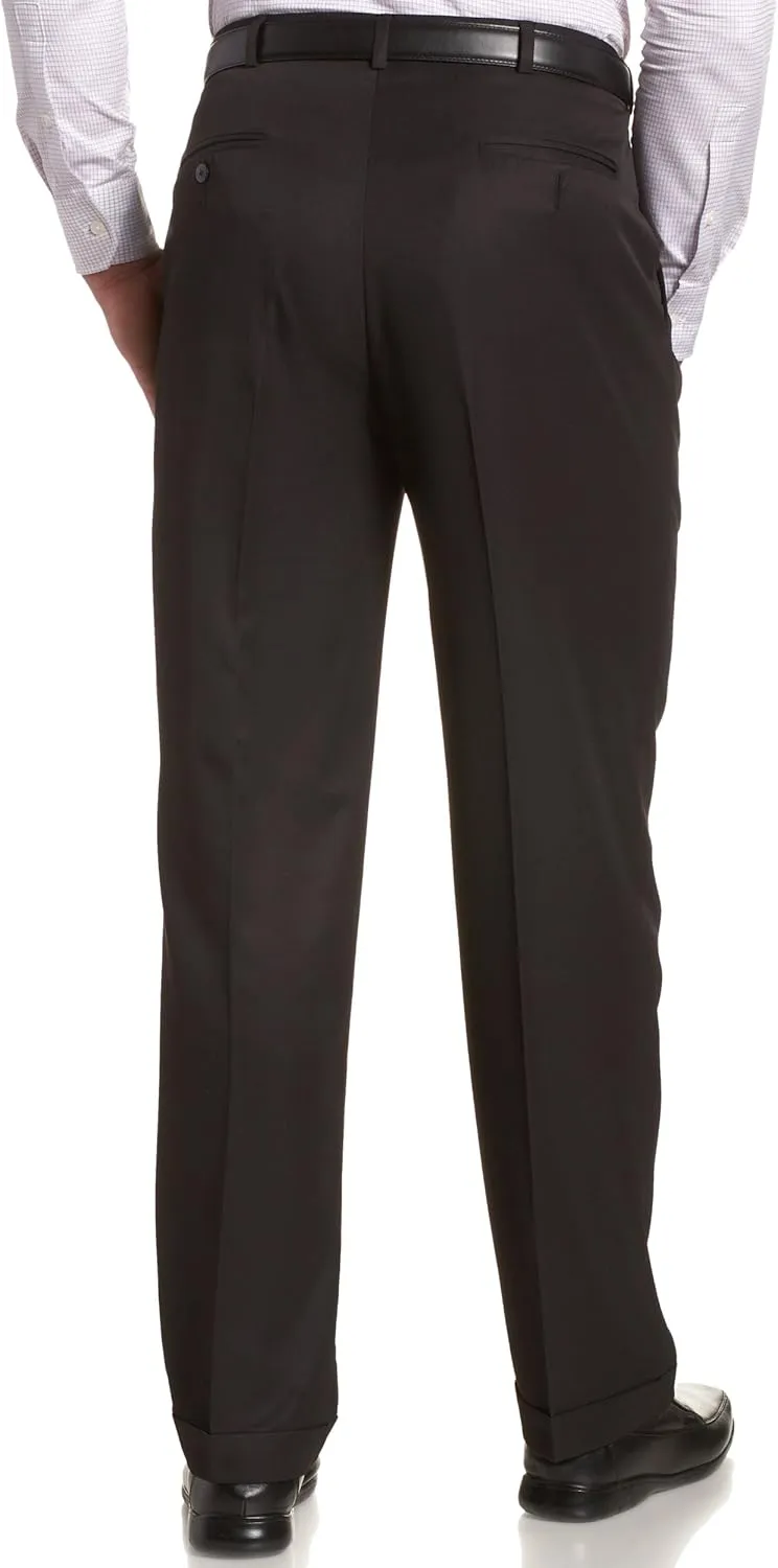Haggar Men’s Hidden Expandable Waistband Classic Fit Pleated Front Gabardine Dress Pant