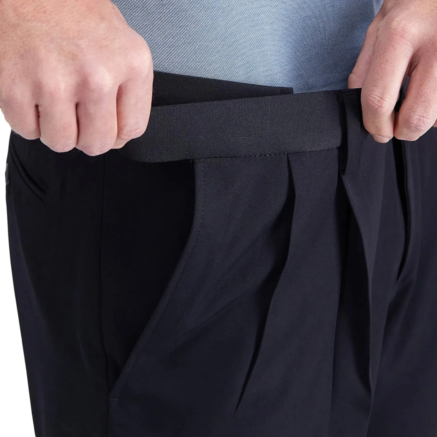 Haggar Men’s Hidden Expandable Waistband Classic Fit Pleated Front Gabardine Dress Pant