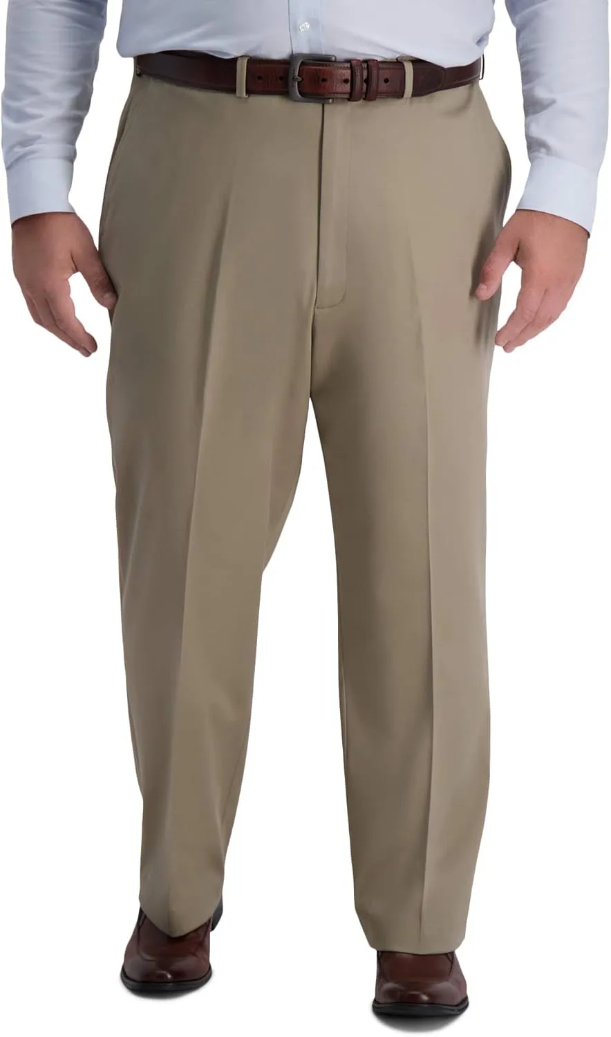 Haggar Men's Iron Free Premium Khaki Classic Fit Flat Front Expandable Waist Casual Pant (Regular and Big & Tall Sizes)