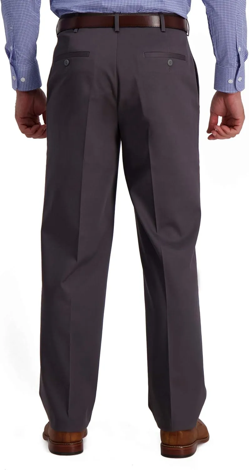 Haggar Men's Iron Free Premium Khaki Classic Fit Flat Front Expandable Waist Casual Pant (Regular and Big & Tall Sizes)