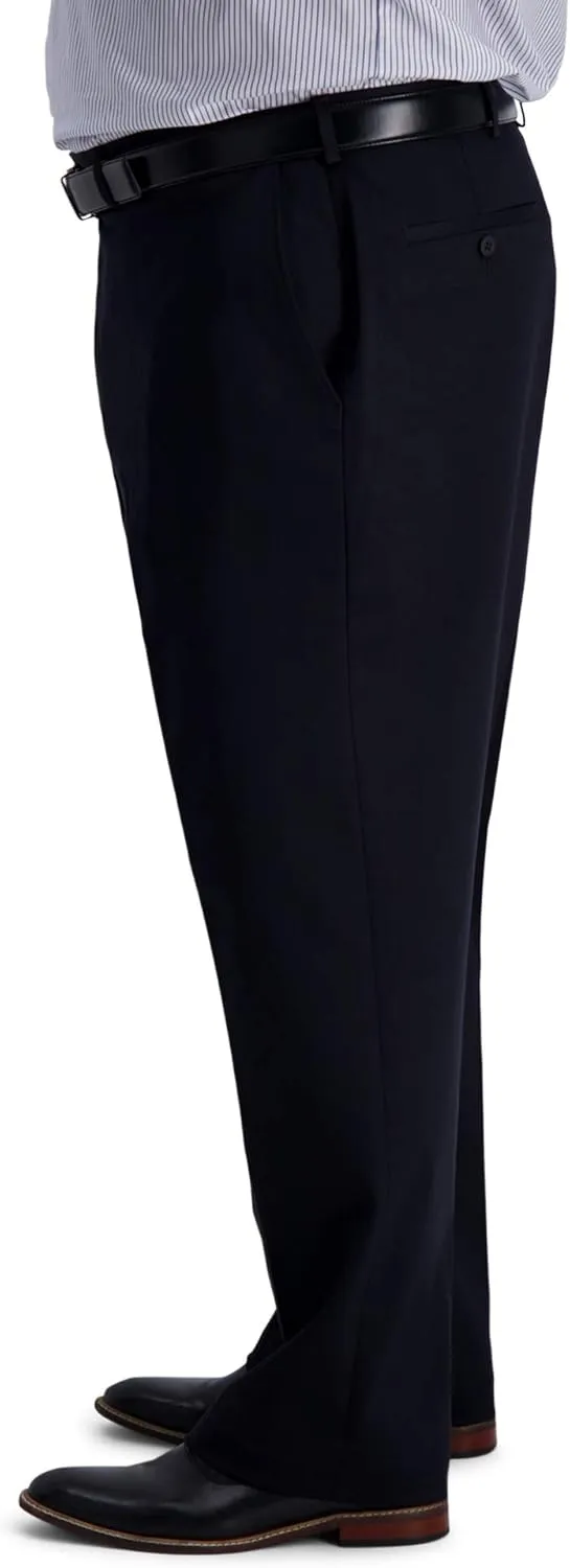 Haggar Men's Iron Free Premium Khaki Classic Fit Flat Front Expandable Waist Casual Pant (Regular and Big & Tall Sizes)