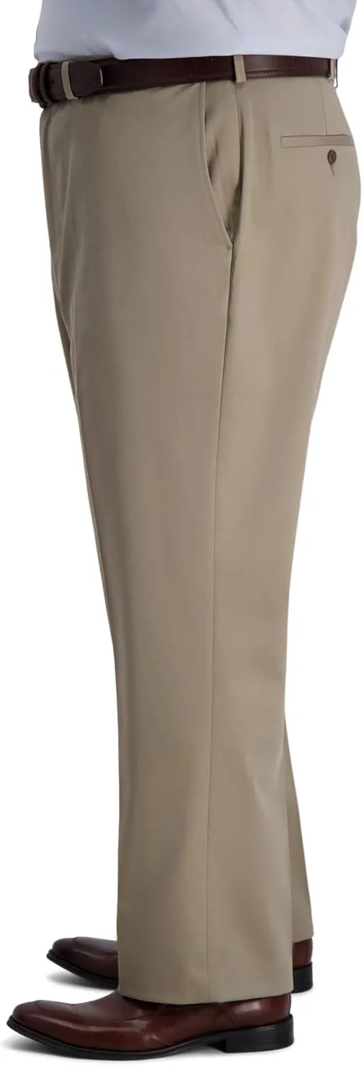 Haggar Men's Iron Free Premium Khaki Classic Fit Flat Front Expandable Waist Casual Pant (Regular and Big & Tall Sizes)