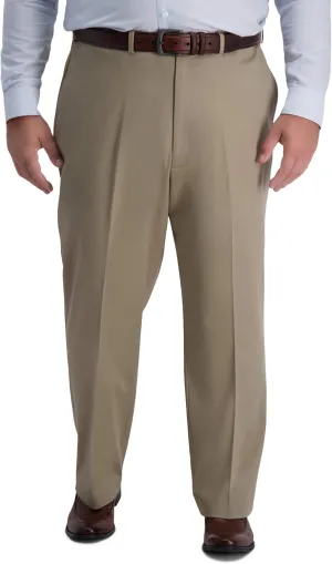 Haggar Men's Iron Free Premium Khaki Classic Fit Flat Front Expandable Waist Casual Pant (Regular and Big & Tall Sizes)