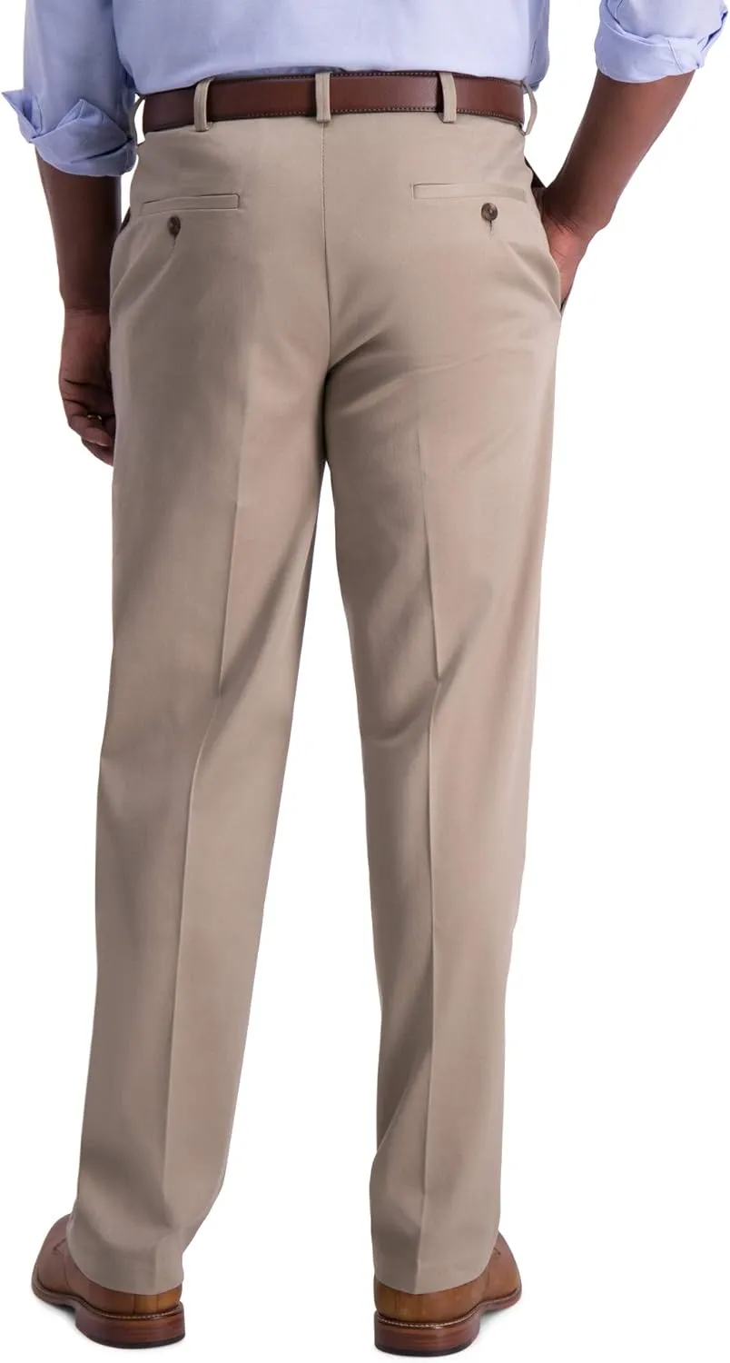 Haggar Men's Iron Free Premium Khaki Classic Fit Flat Front Expandable Waist Casual Pant (Regular and Big & Tall Sizes)