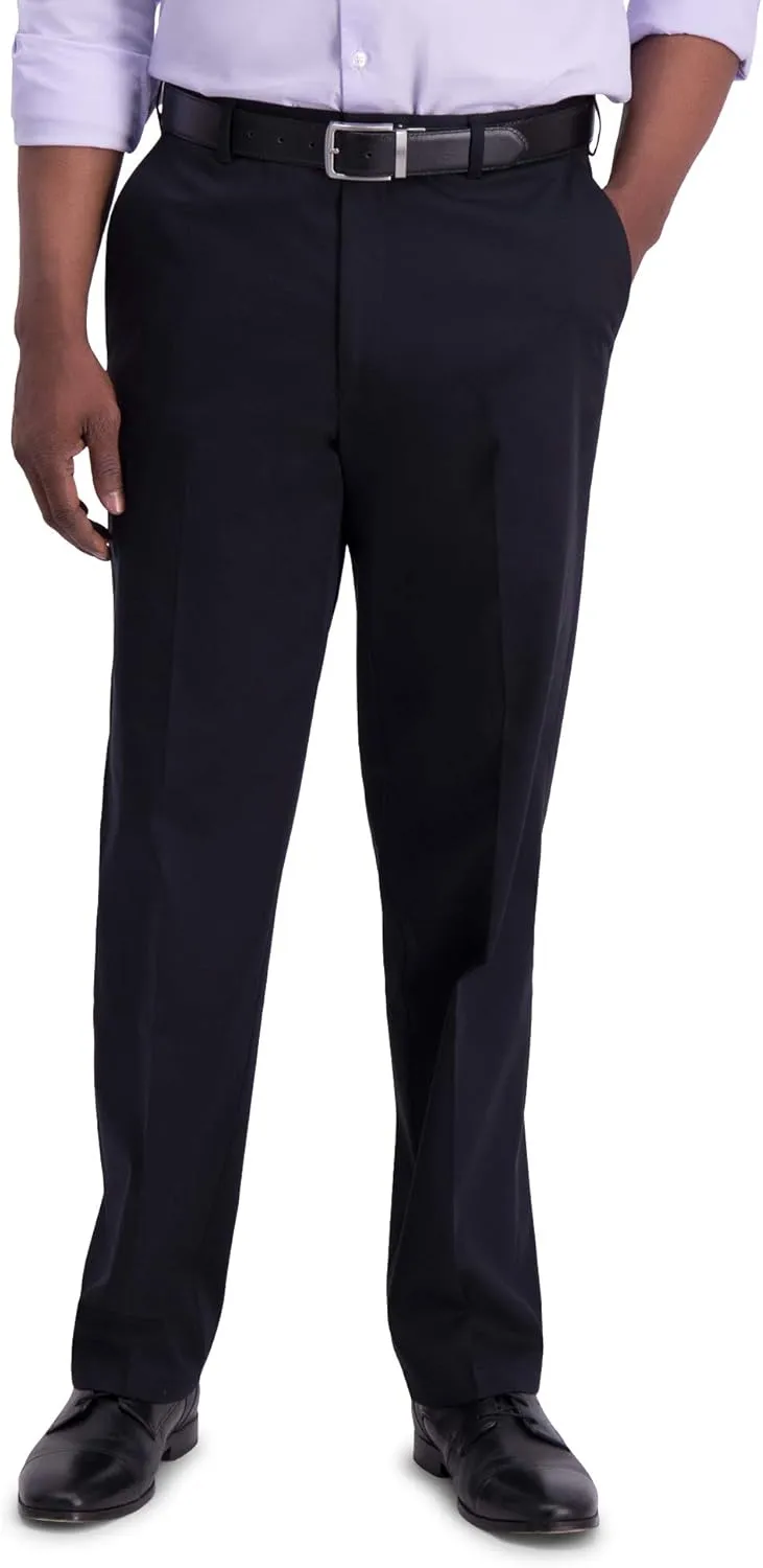 Haggar Men's Iron Free Premium Khaki Classic Fit Flat Front Expandable Waist Casual Pant (Regular and Big & Tall Sizes)