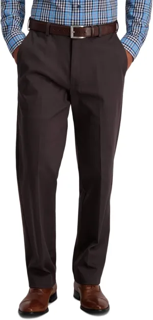 Haggar Men's Iron Free Premium Khaki Classic Fit Flat Front Expandable Waist Casual Pant (Regular and Big & Tall Sizes)