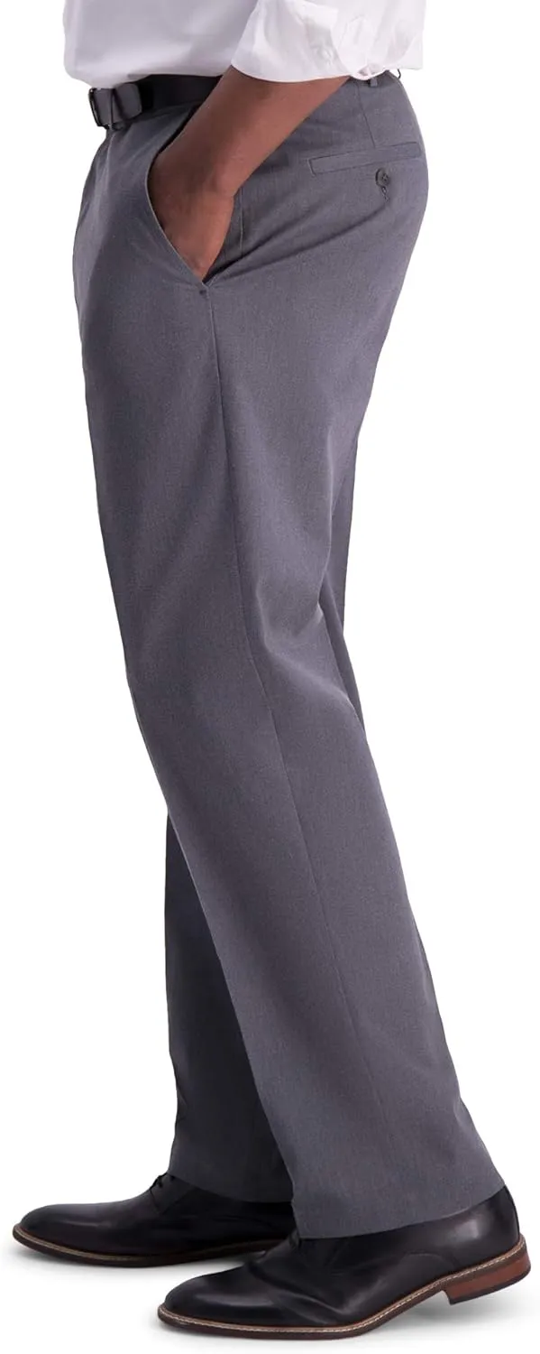 Haggar Men's Iron Free Premium Khaki Classic Fit Flat Front Expandable Waist Casual Pant (Regular and Big & Tall Sizes)