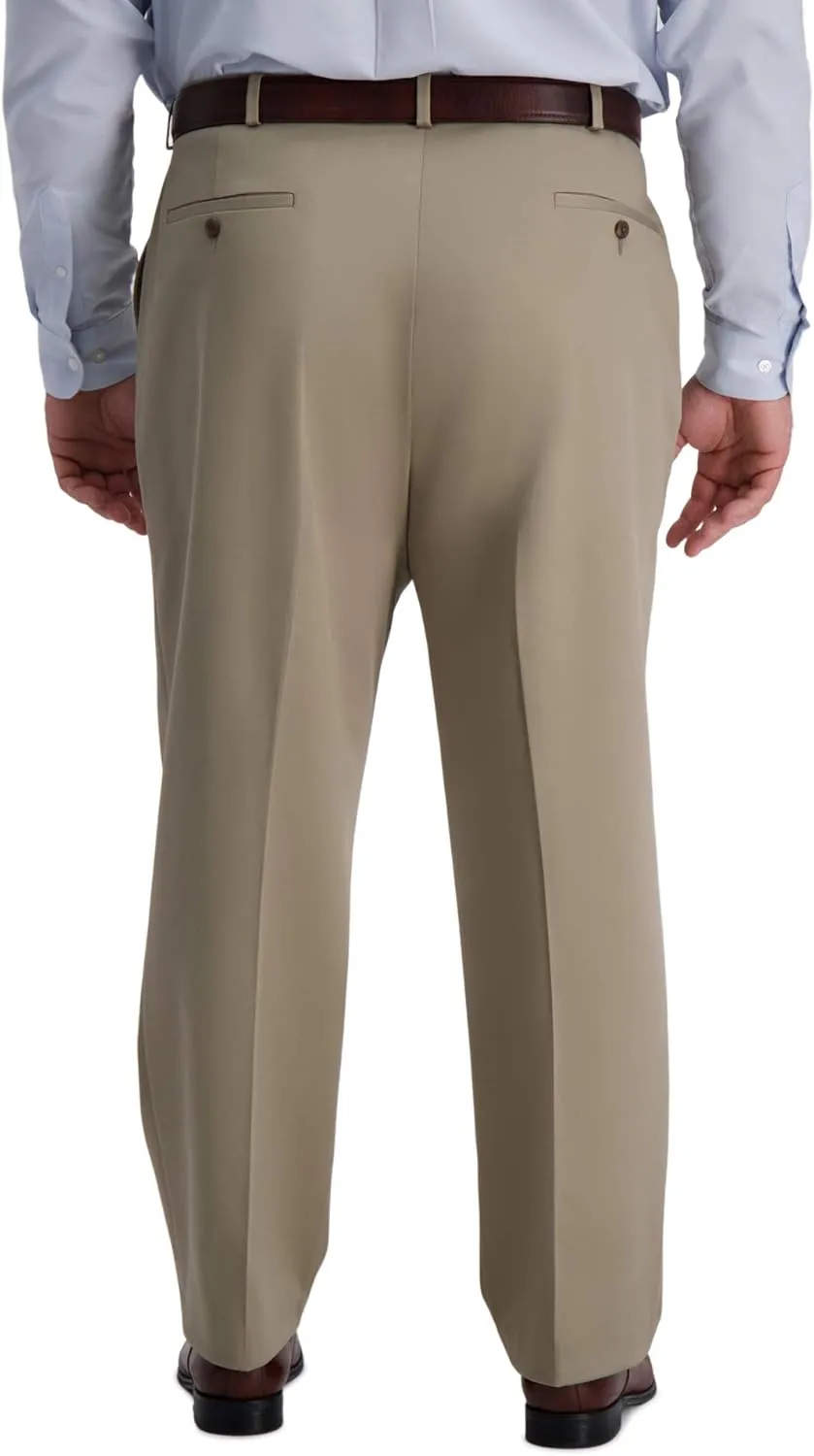 Haggar Men's Iron Free Premium Khaki Classic Fit Flat Front Expandable Waist Casual Pant (Regular and Big & Tall Sizes)