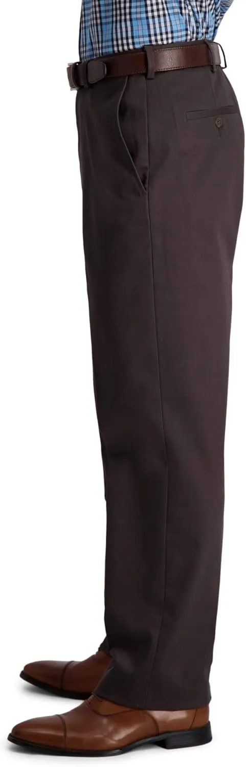 Haggar Men's Iron Free Premium Khaki Classic Fit Flat Front Expandable Waist Casual Pant (Regular and Big & Tall Sizes)