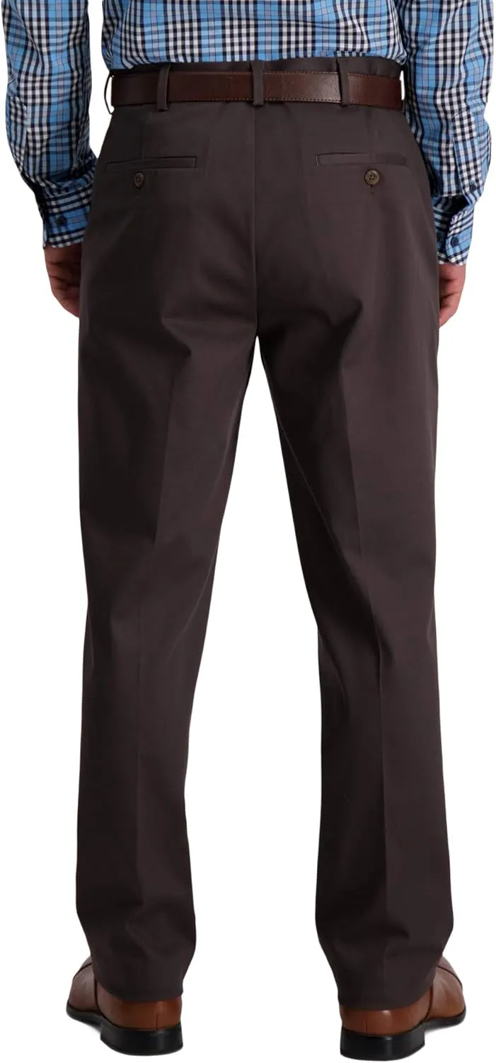 Haggar Men's Iron Free Premium Khaki Classic Fit Flat Front Expandable Waist Casual Pant (Regular and Big & Tall Sizes)