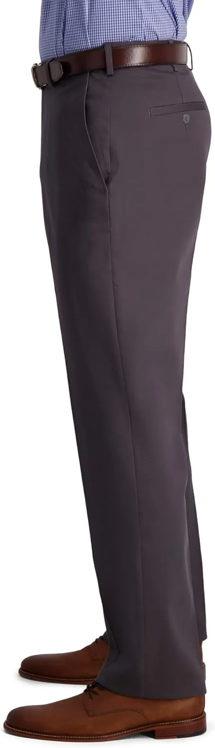 Haggar Men's Iron Free Premium Khaki Classic Fit Flat Front Expandable Waist Casual Pant (Regular and Big & Tall Sizes)
