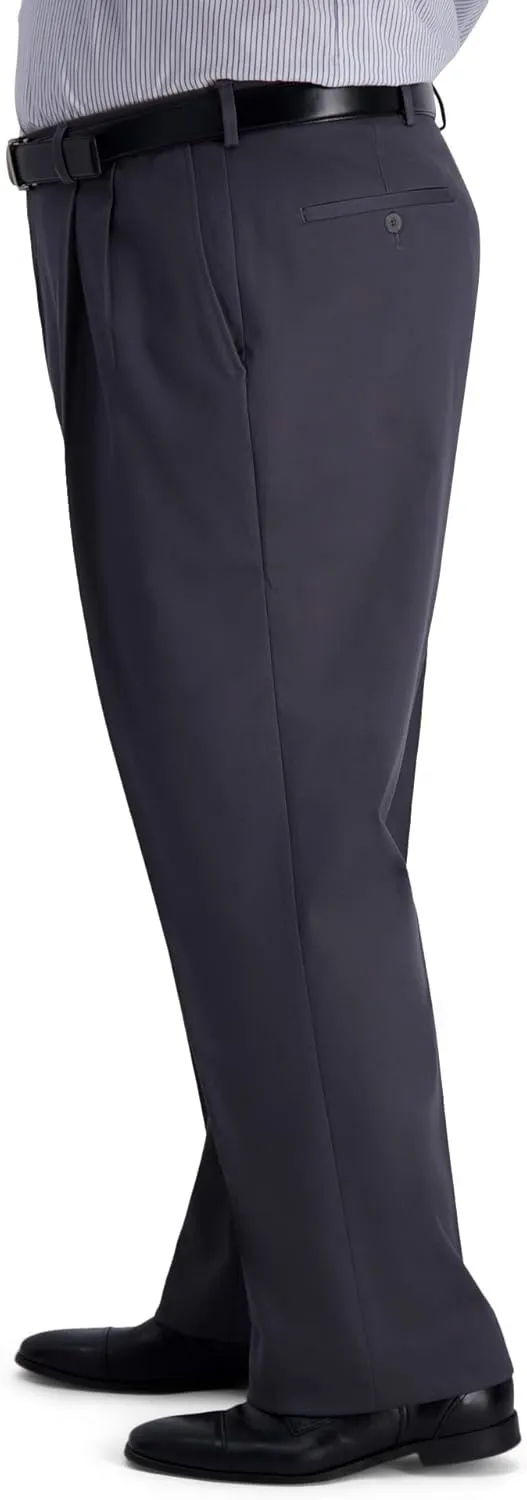 Haggar Men's Iron Free Premium Khaki Classic Fit Pleat Front Expandable Waist Casual Pant (Regular and Big & Tall Sizes)
