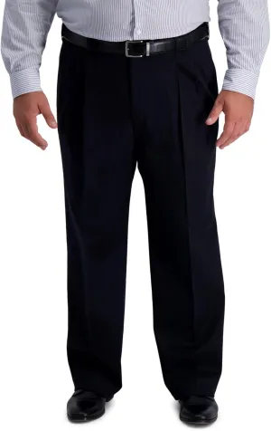 Haggar Men's Iron Free Premium Khaki Classic Fit Pleat Front Expandable Waist Casual Pant (Regular and Big & Tall Sizes)