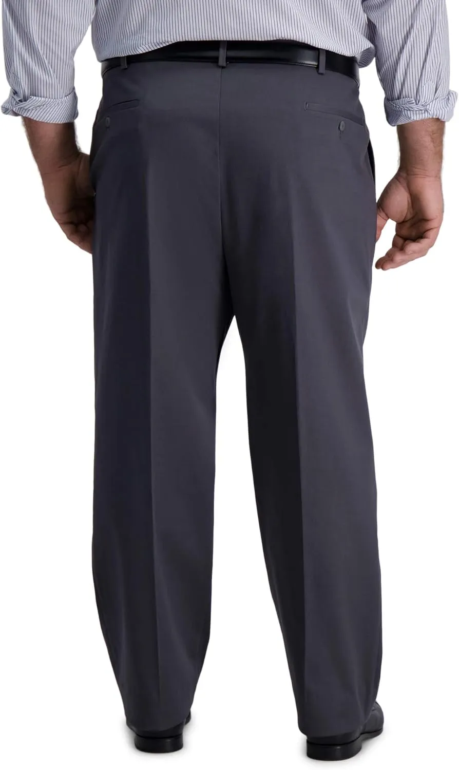 Haggar Men's Iron Free Premium Khaki Classic Fit Pleat Front Expandable Waist Casual Pant (Regular and Big & Tall Sizes)
