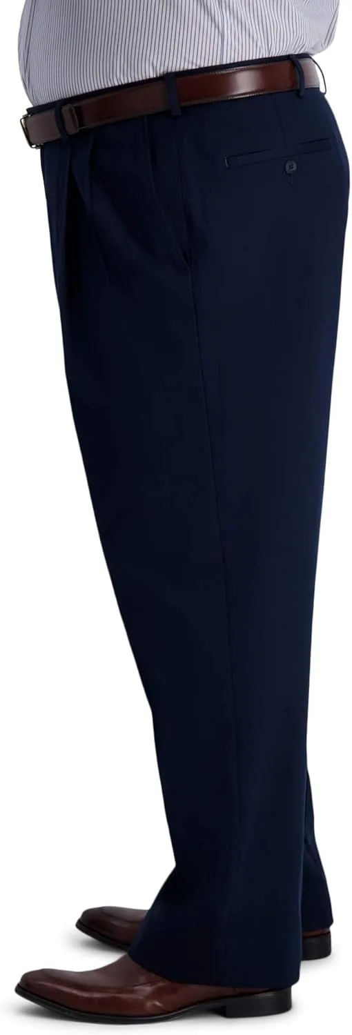 Haggar Men's Iron Free Premium Khaki Classic Fit Pleat Front Expandable Waist Casual Pant (Regular and Big & Tall Sizes)