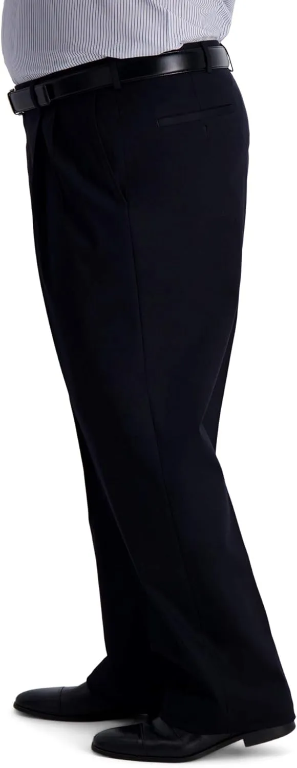 Haggar Men's Iron Free Premium Khaki Classic Fit Pleat Front Expandable Waist Casual Pant (Regular and Big & Tall Sizes)