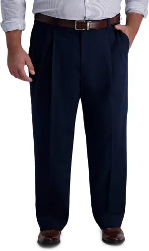 Haggar Men's Iron Free Premium Khaki Classic Fit Pleat Front Expandable Waist Casual Pant (Regular and Big & Tall Sizes)