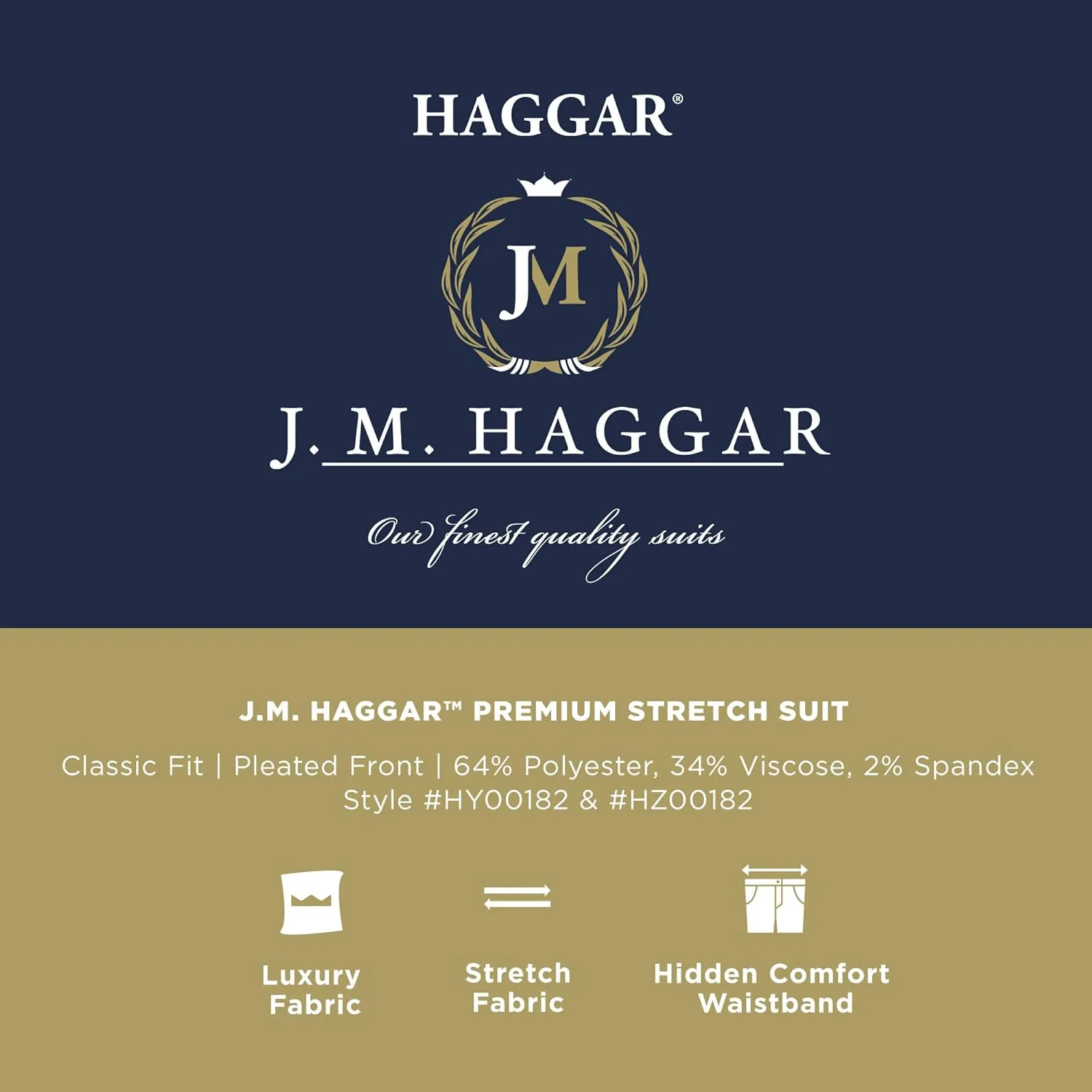 Haggar Men's JMH Premium Stretch Classic Fit Solid Color Suit Separates - Pants and Jackets