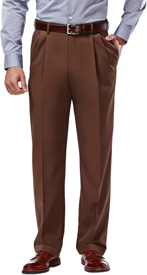 Haggar mens Mynx Gabardine Hidden Expandable Waistband Classic Fit Front Pleated Dress Pant