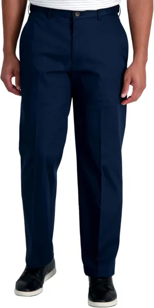 Haggar Men's Premium No Iron Khaki Classic Fit Expandable Waist Flat Front Pant (Regular and Big & Tall Sizes)