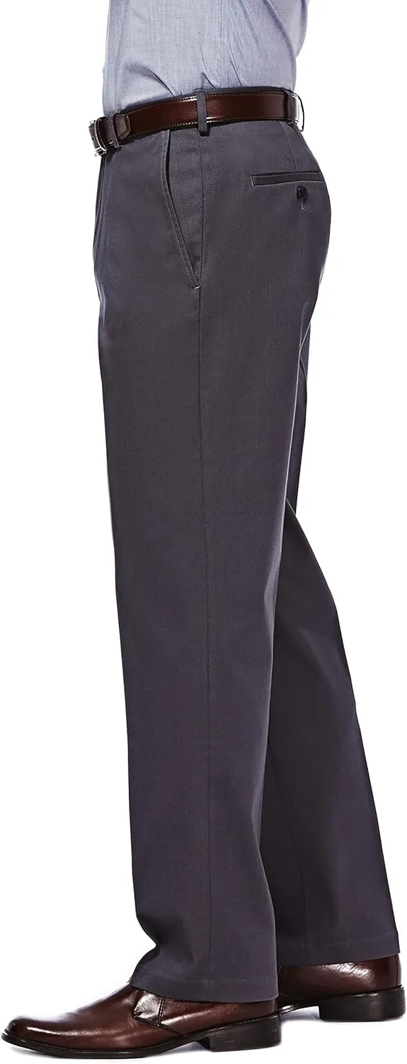 Haggar Men's Premium No Iron Khaki Classic Fit Expandable Waist Flat Front Pant (Regular and Big & Tall Sizes)
