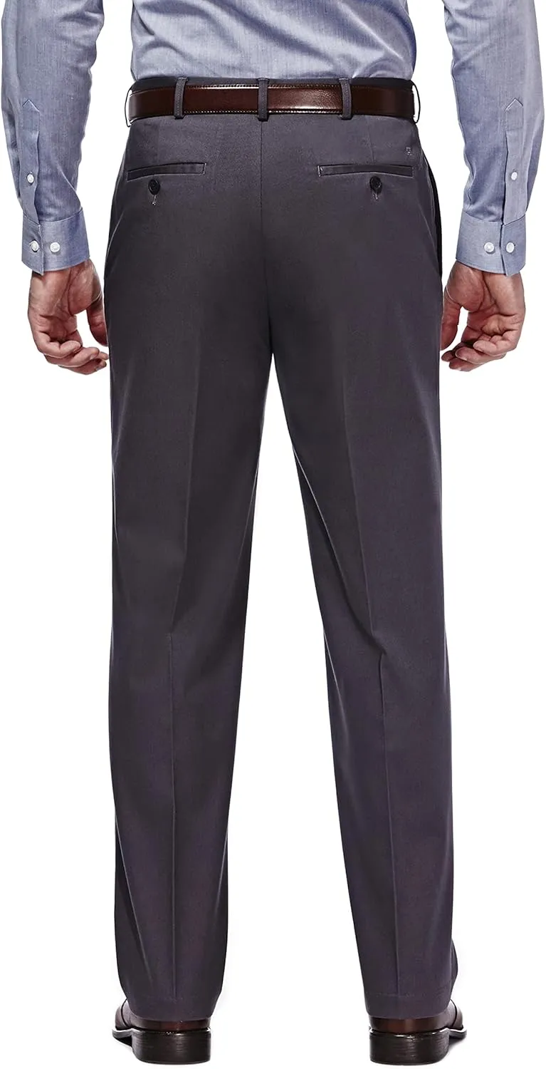 Haggar Men's Premium No Iron Khaki Classic Fit Expandable Waist Flat Front Pant (Regular and Big & Tall Sizes)