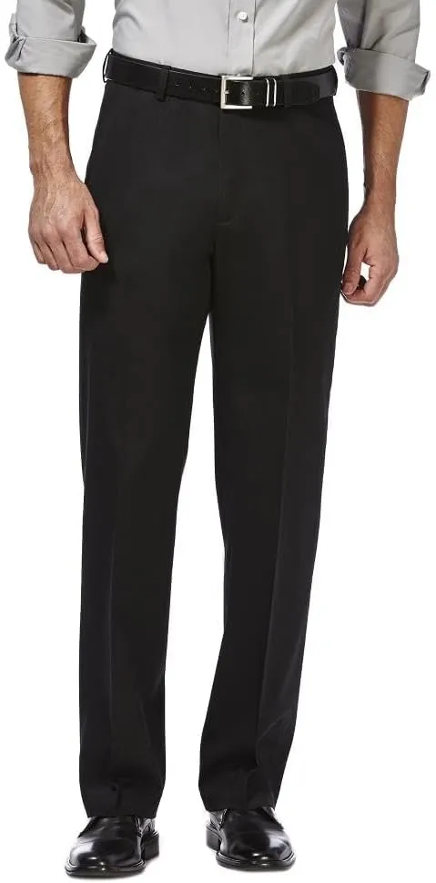 Haggar Men's Premium No Iron Khaki Classic Fit Expandable Waist Flat Front Pant (Regular and Big & Tall Sizes)