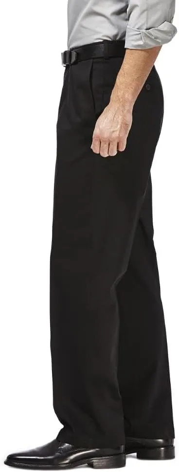 Haggar Men's Premium No Iron Khaki Classic Fit Expandable Waist Flat Front Pant (Regular and Big & Tall Sizes)